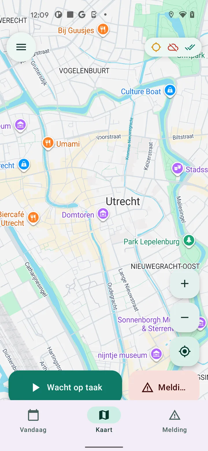 Live kaart in de VeegTracker Pro app